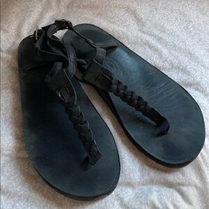 Rainbow Black Braided Sandals